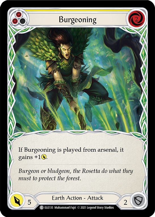 Burgeoning (Yellow) [ELE135] (Tales of Aria)  1st Edition Rainbow Foil