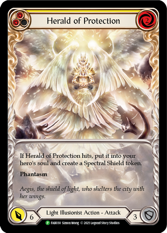 Herald of Protection (Yellow Extended Art) [FAB030] (Promo)  Rainbow Foil