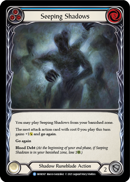 Seeping Shadows (Blue) [MON167-RF] (Monarch)  1st Edition Rainbow Foil