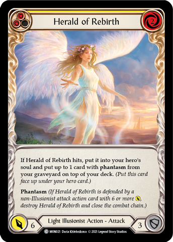 Herald of Rebirth (Yellow) [MON021-RF] (Monarch)  1st Edition Rainbow Foil