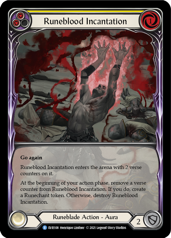 Runeblood Incantation (Yellow) [EVR108] (Everfest)  1st Edition Extended Art Rainbow Foil