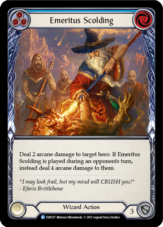 Emeritus Scolding (Blue) [EVR127] (Everfest)  1st Edition Rainbow Foil