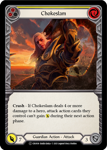 Chokeslam (Yellow) [U-CRU036] (Crucible of War Unlimited)  Unlimited Rainbow Foil