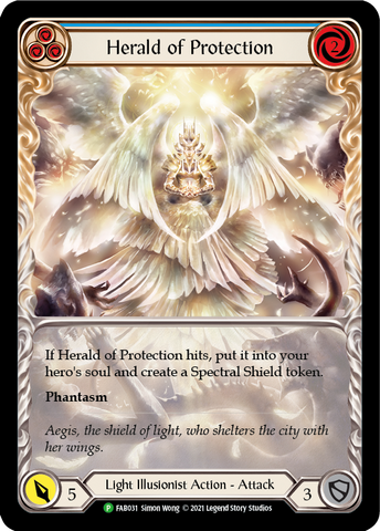 Herald of Protection (Blue Extended Art) [FAB031] (Promo)  Rainbow Foil